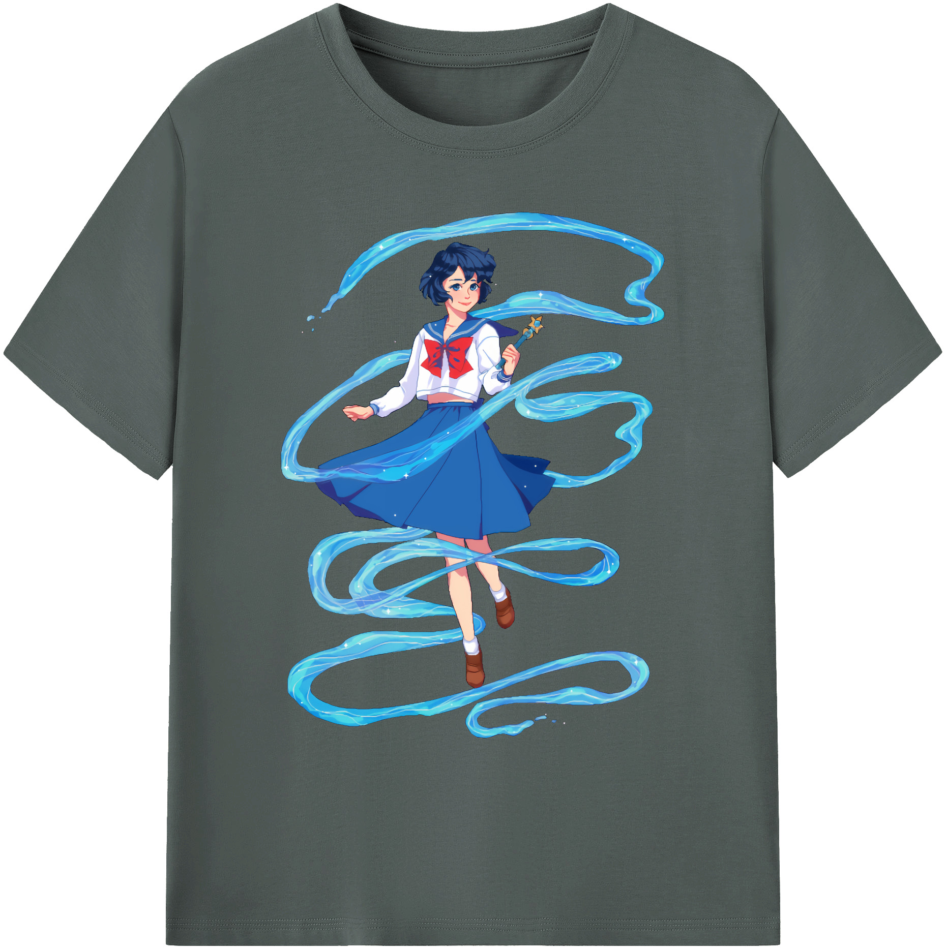 （画像用） 美少女戦士セーラームーン 水野 亜美 みずの あみ Sailor Moon Mizuno Ami 綿100％ メンズ半袖Tシャツ｜肌触りやわらか＆通気性